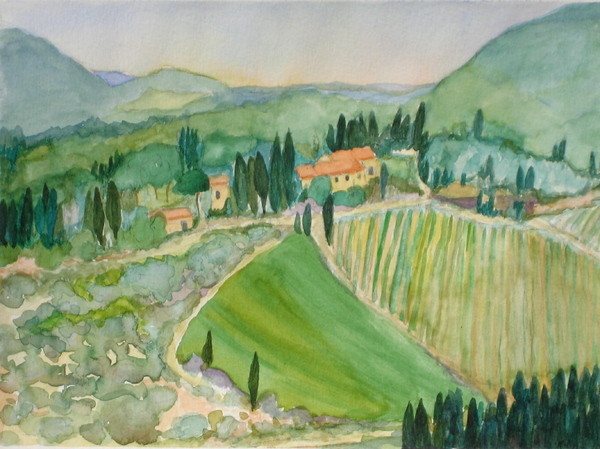 TUSCAN HILLSIDE
Watercolor
14.5"h x 17.5" w  Framed
Sold