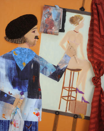 LEFT TO HIS IMAGINATION
mixed media on canvas
29.5" h x 23.5" w  Framed