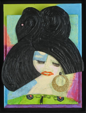 MIMI
mixed media on canvas
13.5" h x 11.5" w  Framed