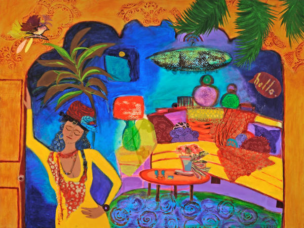 HELLO, BACK ... AGAIN ??
mixed media on canvas
31.5" h x 41.5" w  Framed